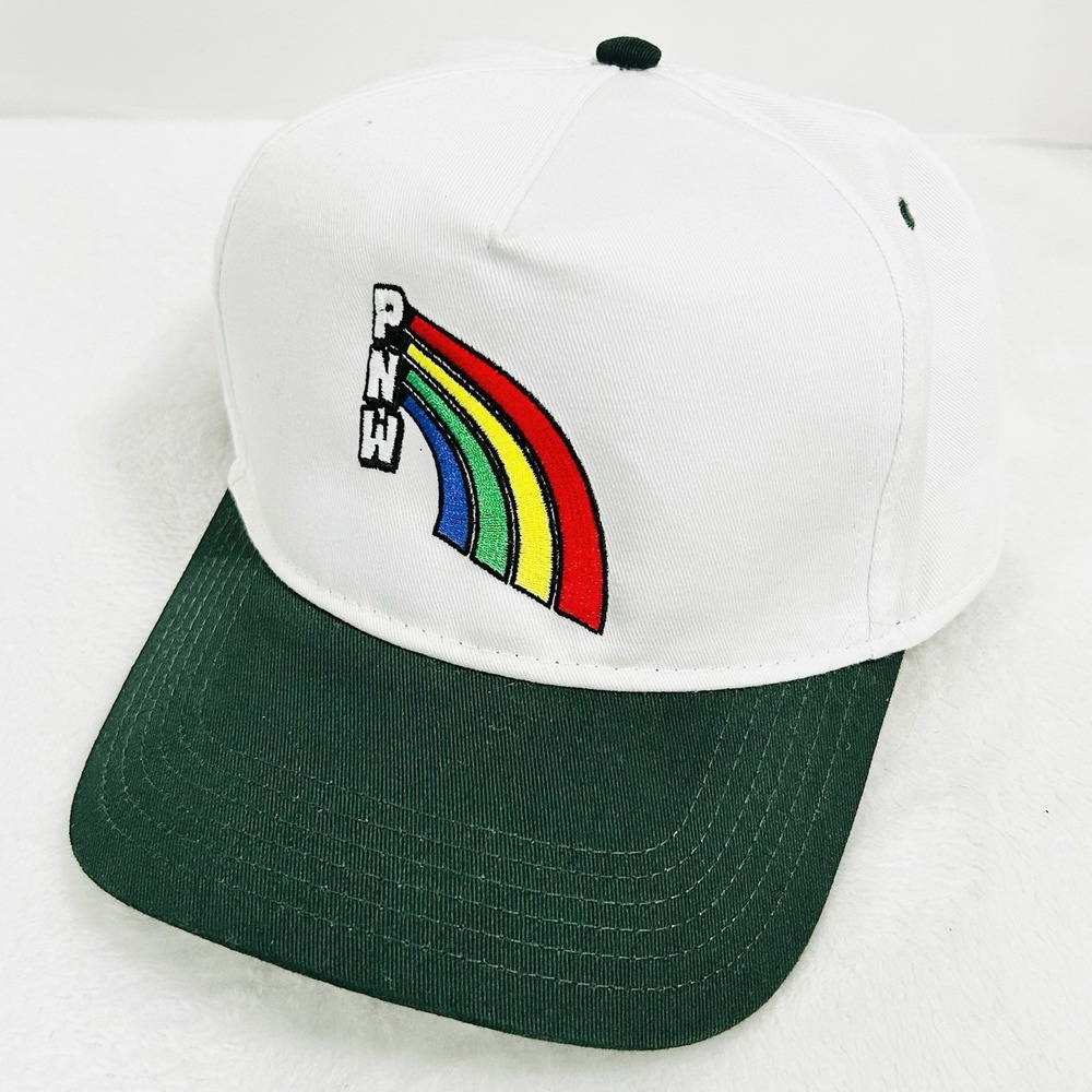 Pacific Northwest PNW Rainbow A-Frame Hat Cap Snapback Adjustable White 2-Tone